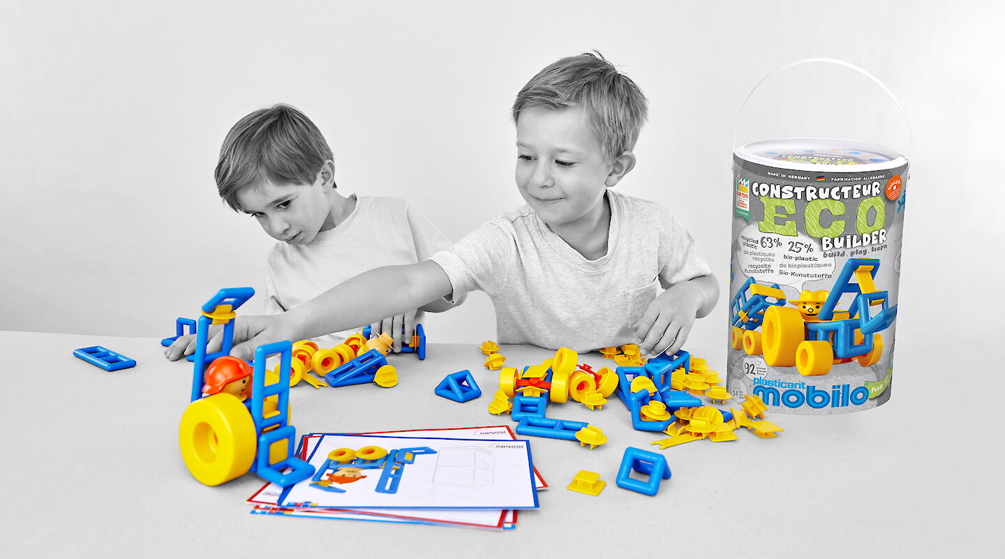 plasticant mobilo GmbH – ECO TEAM | 92 éléments durables for 1-3 infants | jeu éducatif | high quality made in Germany